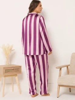 Yours Curve Satin Pyjamas Set Red Hot