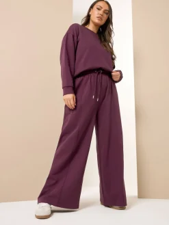 Yours Curve Wide Fit Wide Leg Joggers Red Hot