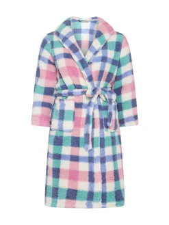 Yours Curve White Check Borg Shawl Robe Sale