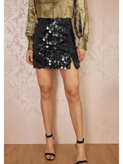 Yumi Black Sequin Mini Skirt