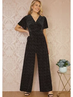 Yumi Black Sparkle Velvet Jumpsuit