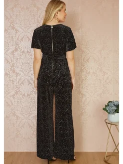 Yumi Black Sparkle Velvet Jumpsuit