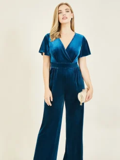 Yumi Jumpsuit With Angel Sleeves Blue New