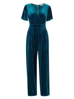 Yumi Jumpsuit With Angel Sleeves Blue New