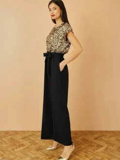 Yumi Gold Sequin Top Stretch Jumpsuit Sale