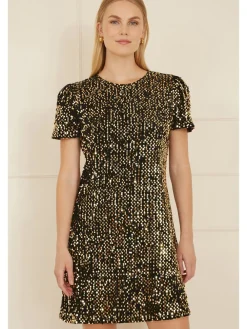 Yumi Sequin Tunic Dress Gold Clearance