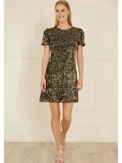 Yumi Sequin Tunic Dress Gold Clearance