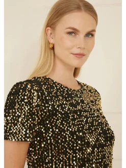 Yumi Sequin Tunic Dress Gold Clearance