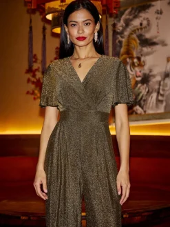 Yumi Gold Sparkle Stretch Jumpsuit Best