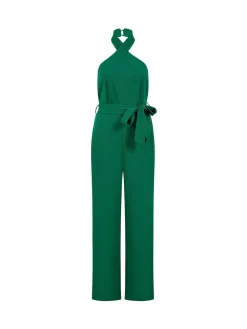 Yumi Green Cross Over Halter Neck Jumpsuit Hot