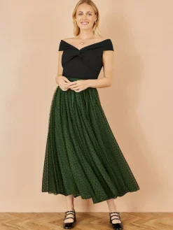 Yumi Mesh Heart Print Tulle Skirt Green Sale