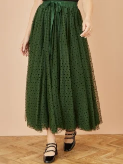 Yumi Mesh Heart Print Tulle Skirt Green Sale