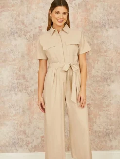 Yumi Relaxed Fit Utility Jumpsuit Natural Online
