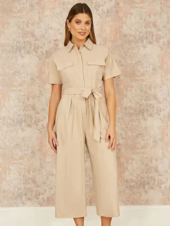 Yumi Relaxed Fit Utility Jumpsuit Natural Online