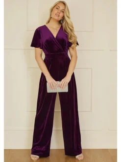Yumi Jumpsuit With Angel Sleeves Purple Discount