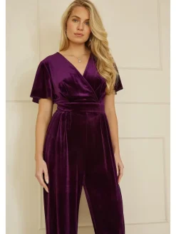 Yumi Jumpsuit With Angel Sleeves Purple Discount