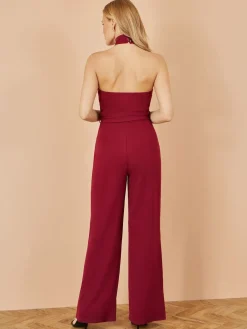 Yumi Red Cross Over Halter Neck Jumpsuit Outlet