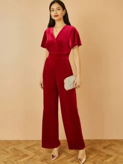 Yumi Jumpsuit With Angel Sleeves Red