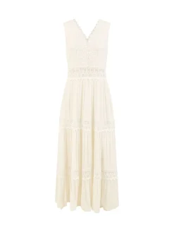 Yumi Lace Trim Sun Dress White New